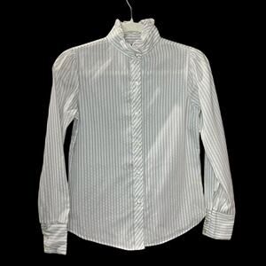 Vtg Daisyshirtworks Size S Ruffle Collar Blouse 80s/90s Striped Balloon Sleeve